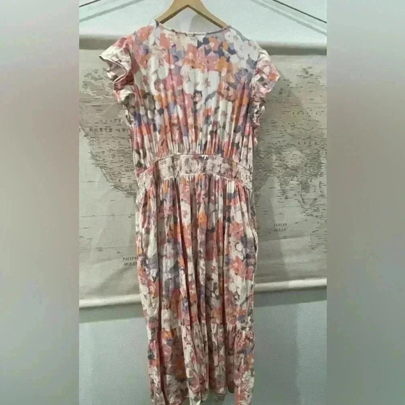 GAP Size XXL Contemporary Watercolor Print Flutter Sleeve Dress Dress - Picture 3 of 8